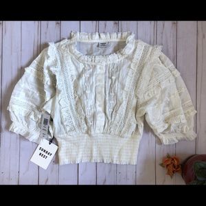 Aritzia Sunday Best Peace Crop Blouse